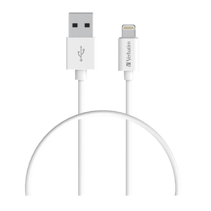 (LS) Verbatim Charge & Sync Lightning Cable 1m - White--Lightning to USB A (LS) Verbatim Charge & Sync Lightning Cable 1m - White--Lightning to USB A